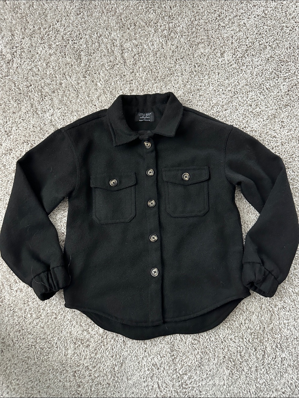 Little Bipsy Black Button-Up Shacket with Chest Pockets